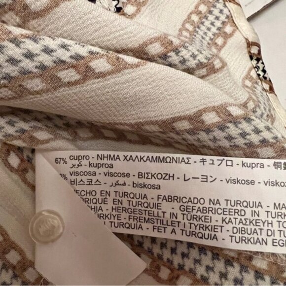 Zara   NEW Ivory Chain Houndstooth Striped Print Satin Button Down Top Blo… - Picture 10 of 13